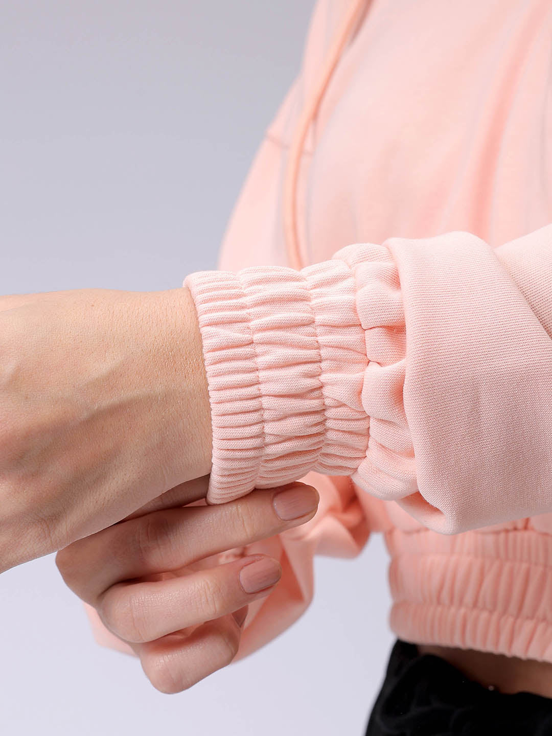 Women's Pink Regular Fit Solid Wrap Sweatshirt