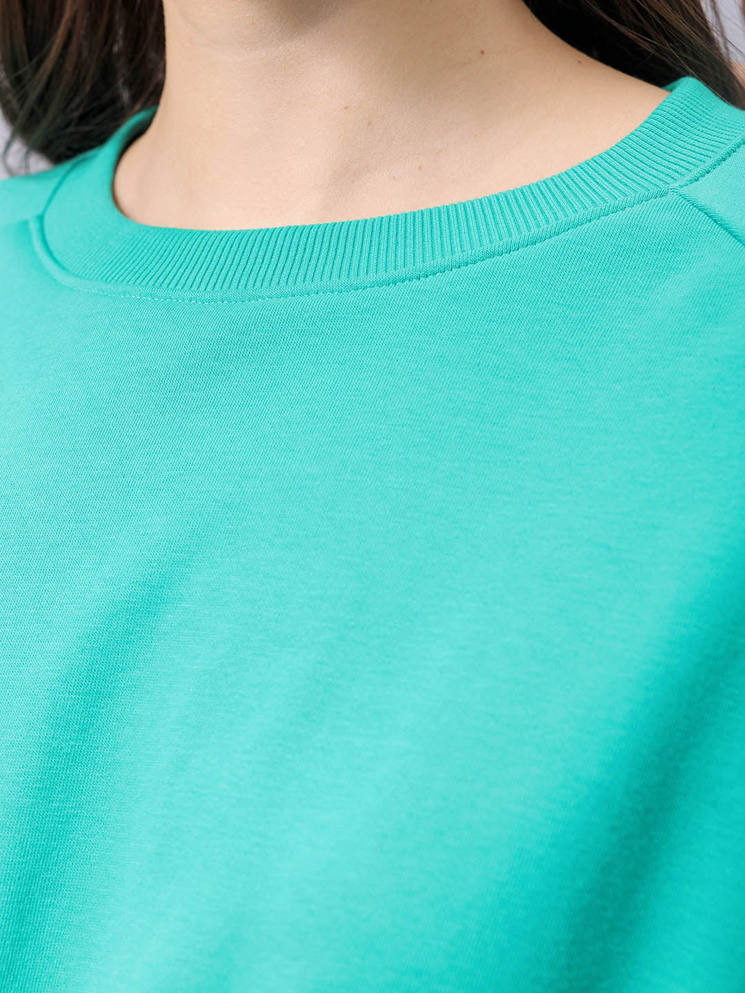 Women's Fit and Flared Solid Crew Neck Sweatshirt