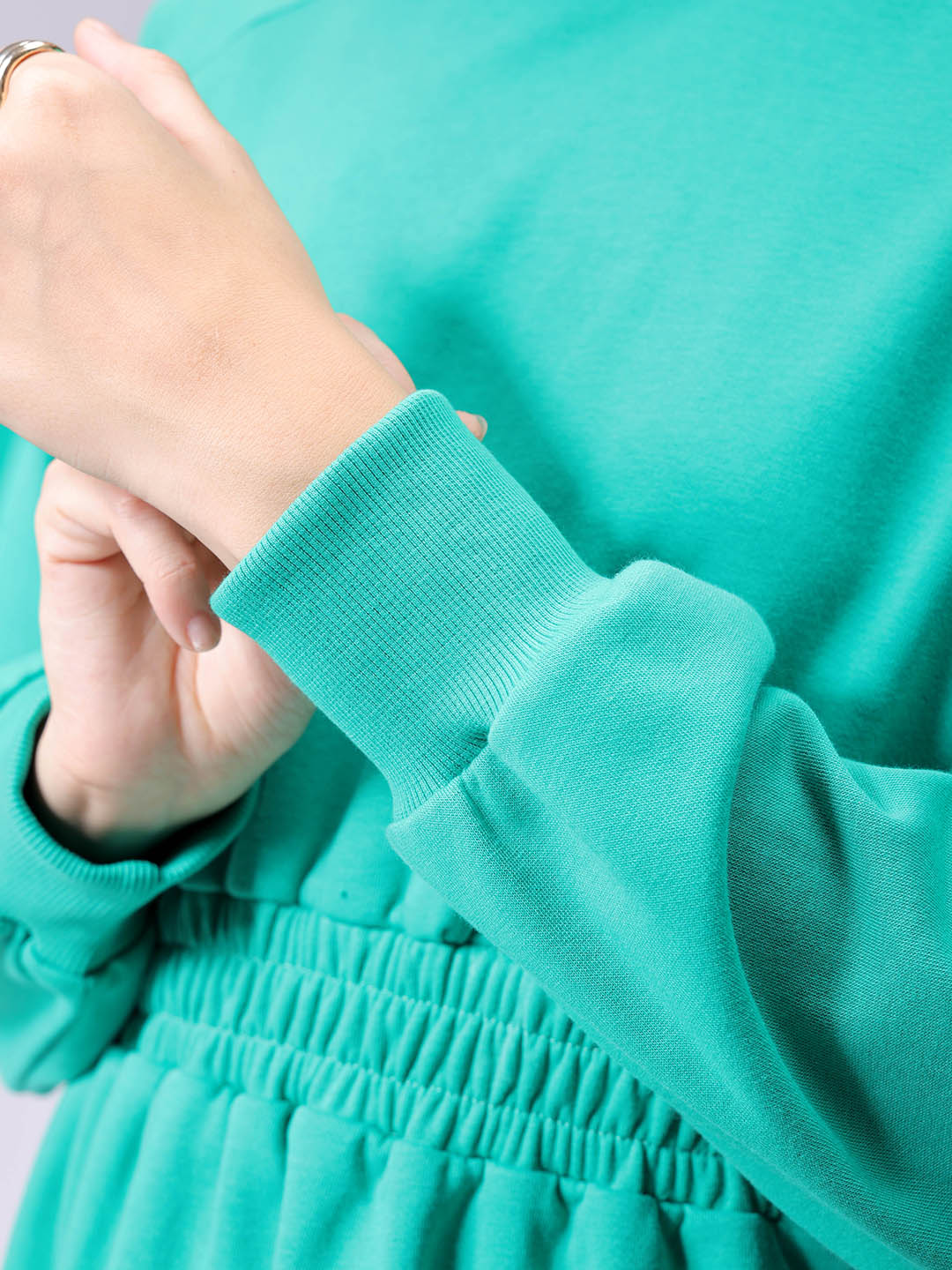 Women's Fit and Flared Solid Crew Neck Sweatshirt