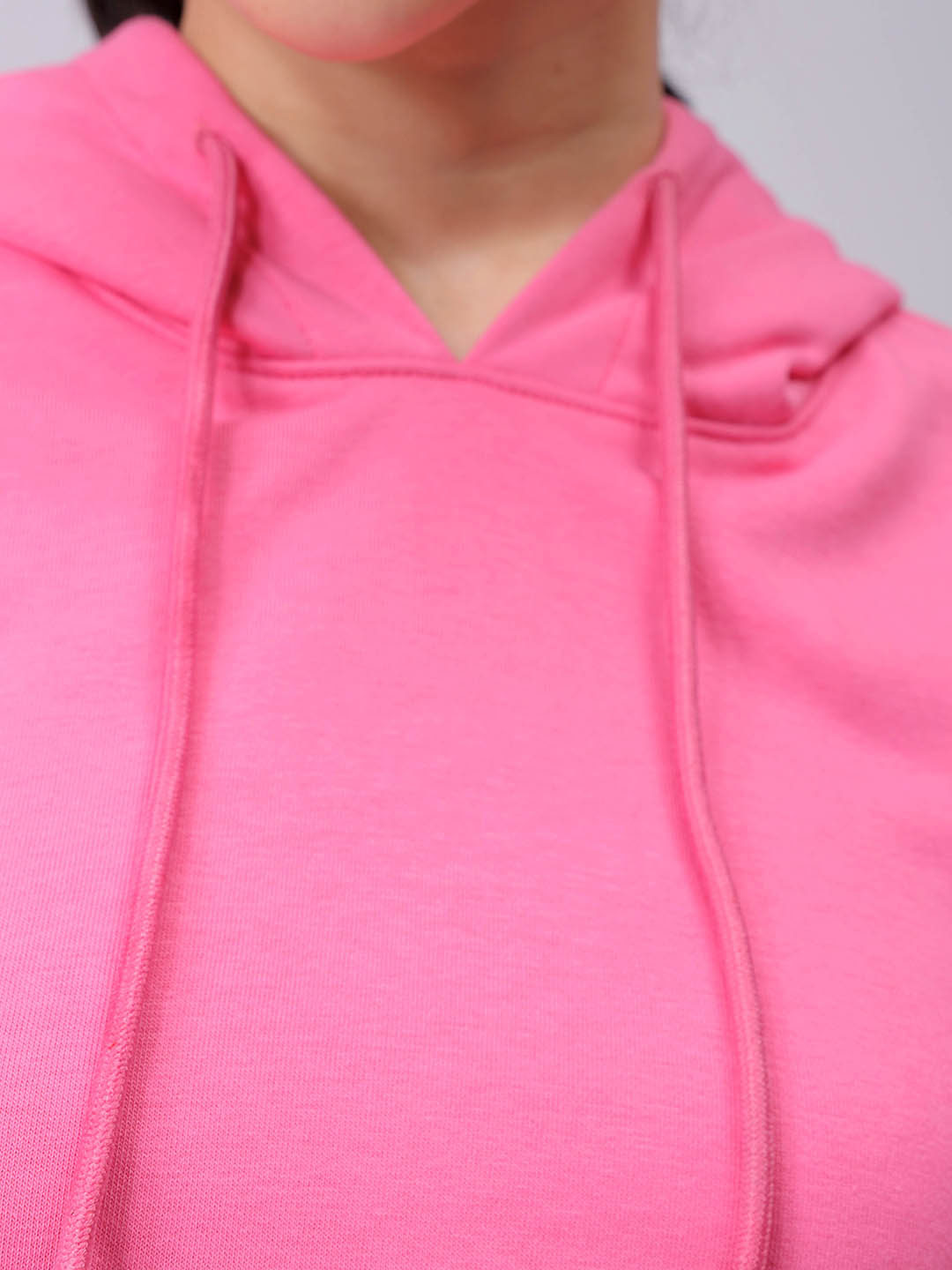 Women's Pink Relaxed Fit Solid Ruched Sweatshirt