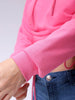 Women's Pink Relaxed Fit Solid Ruched Sweatshirt