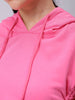 Women's Pink Relaxed Fit Solid Ruched Sweatshirt