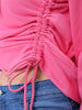 Women's Pink Relaxed Fit Solid Ruched Sweatshirt