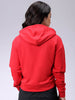 Women's Red Relaxed Fit Solid Ruched Sweatshirt