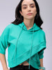 Women's Green Boxy Fit Solid Wrap Sweatshirt