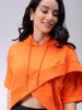 Women's Orange Boxy Fit Solid Wrap Sweatshirt