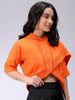 Women's Orange Boxy Fit Solid Wrap Sweatshirt