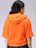 Women's Orange Boxy Fit Solid Wrap Sweatshirt