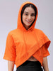Women's Orange Boxy Fit Solid Wrap Sweatshirt