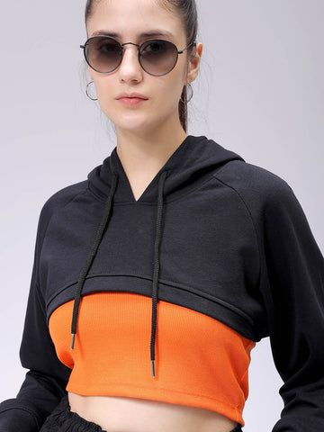 Women's Relaxed Fit Solid Hooded Sweatshirt