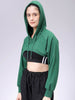 Women's Green Relaxed Fit Solid Hooded Sweatshirt