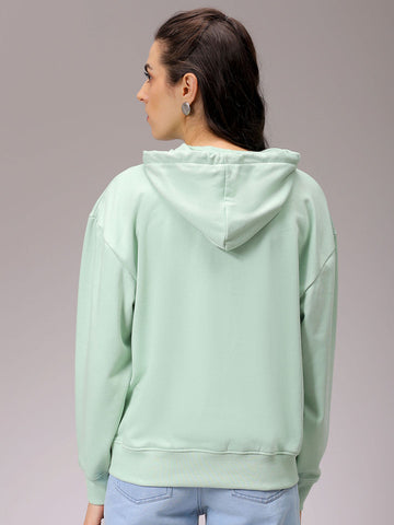 Women's Green Loose Fit Anime Printed Long Sweatshirt