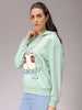 Women's Green Loose Fit Anime Printed Long Sweatshirt