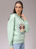 Women's Green Loose Fit Anime Printed Long Sweatshirt