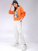 Women's Orange Relaxed Fit Anime Crewneck Sweatshirt