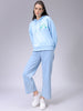 Women's Blue Loose Fit Graphic Long Sweatshirt