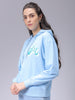 Women's Blue Loose Fit Graphic Long Sweatshirt