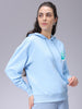 Women's Blue Loose Fit Graphic Long Sweatshirt