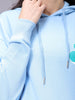 Women's Blue Loose Fit Graphic Long Sweatshirt