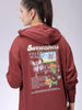 Women's Loose Fit Graphic Back Printed Hooded Sweatshirt