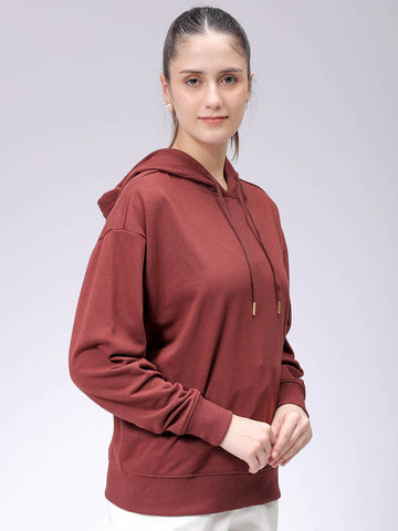 Women's Loose Fit Graphic Back Printed Hooded Sweatshirt