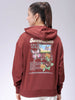 Women's Loose Fit Graphic Back Printed Hooded Sweatshirt
