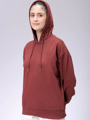 Women's Loose Fit Graphic Back Printed Hooded Sweatshirt