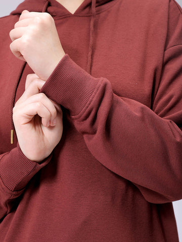 Women's Loose Fit Graphic Back Printed Hooded Sweatshirt