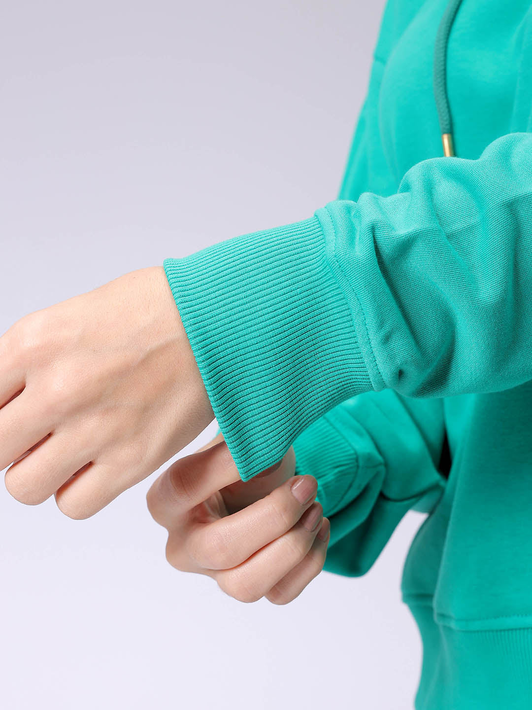 Women's Green Loose Fit Backprinted Hooded Sweatshirt