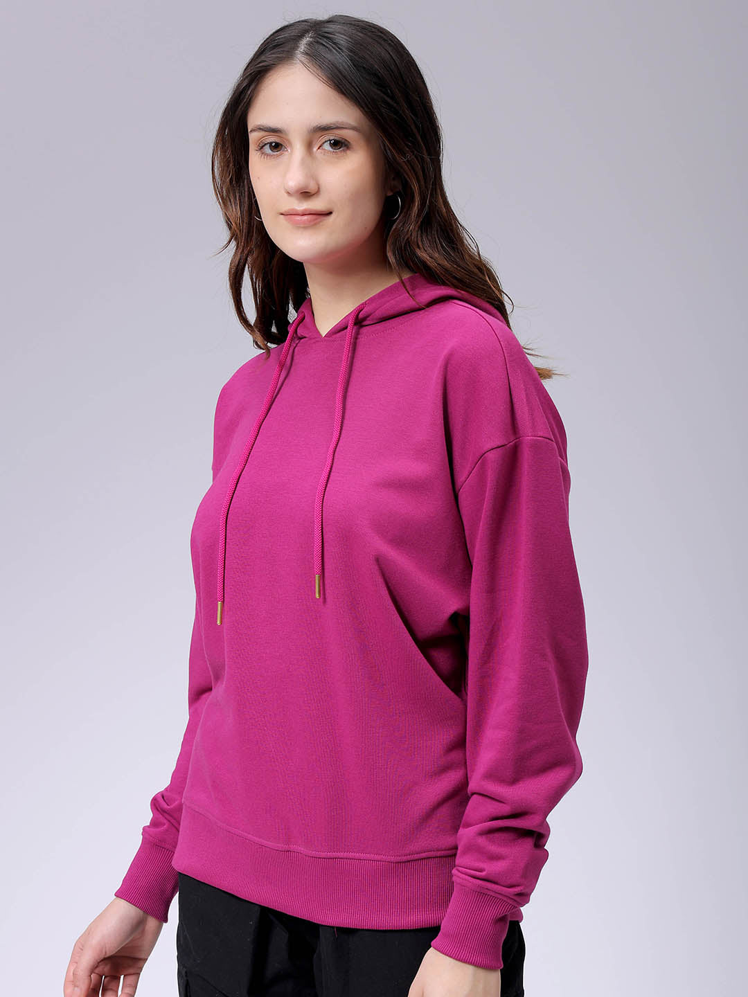 Women's Loose Fit Graphic Back Printed Hooded Sweatshirt