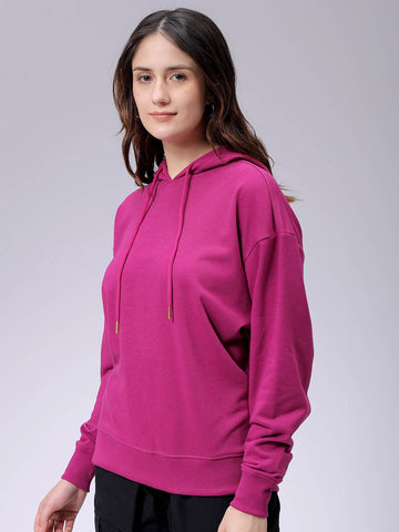 Women's Loose Fit Graphic Back Printed Hooded Sweatshirt