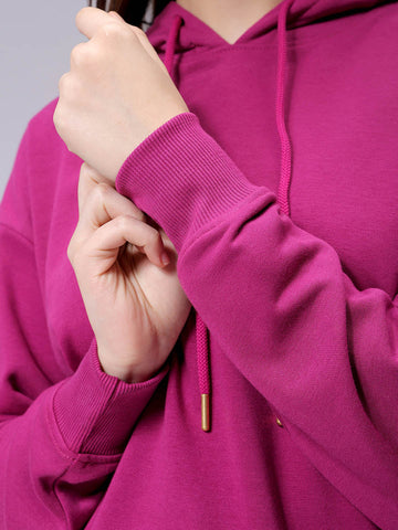 Women's Loose Fit Graphic Back Printed Hooded Sweatshirt