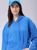 Women's Blue Regular Fit Solid Balloon Sweatshirt