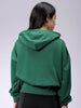 Women's Green Regular Fit Solid Balloon Sweatshirt