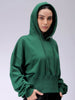 Women's Green Regular Fit Solid Balloon Sweatshirt