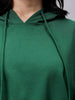 Women's Green Regular Fit Solid Balloon Sweatshirt