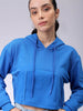 Women's Blue Fitted Solid Corset Sweatshirt