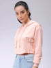 Women's Pink Fitted Solid Corset Sweatshirt