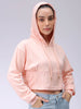 Women's Pink Fitted Solid Corset Sweatshirt