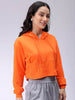 Women's Orange Fitted Solid Corset Sweatshirt