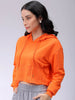 Women's Orange Fitted Solid Corset Sweatshirt