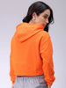 Women's Orange Fitted Solid Corset Sweatshirt