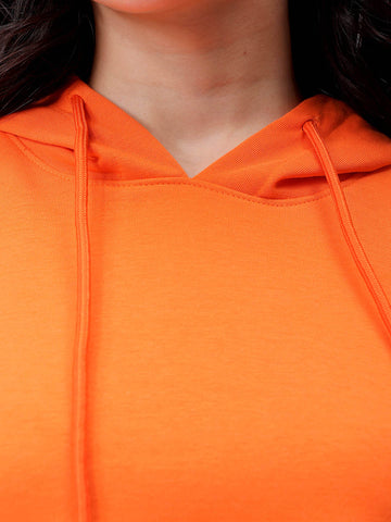 Women's Orange Fitted Solid Corset Sweatshirt