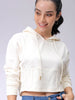 Women's White Fitted Solid Corset Sweatshirt