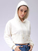 Women's White Fitted Solid Corset Sweatshirt