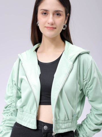 Women's Relaxed Fit Solid Front Open Sweatshirt