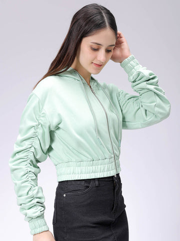 Women's Relaxed Fit Solid Front Open Sweatshirt