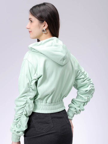 Women's Relaxed Fit Solid Front Open Sweatshirt
