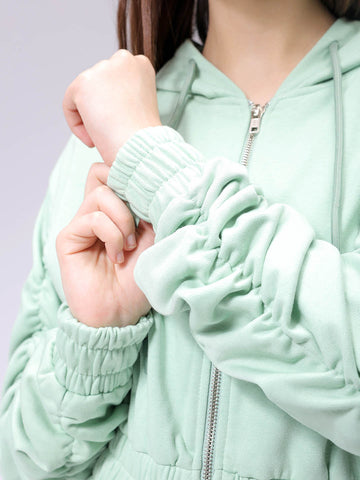 Women's Relaxed Fit Solid Front Open Sweatshirt