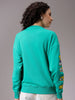 Women's Green Boxy Fit Looney Tunes Long Sweatshirt